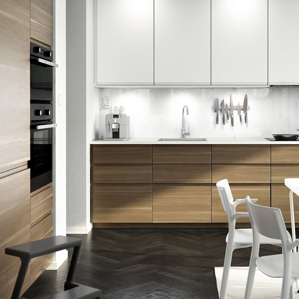 white and tan kitchen